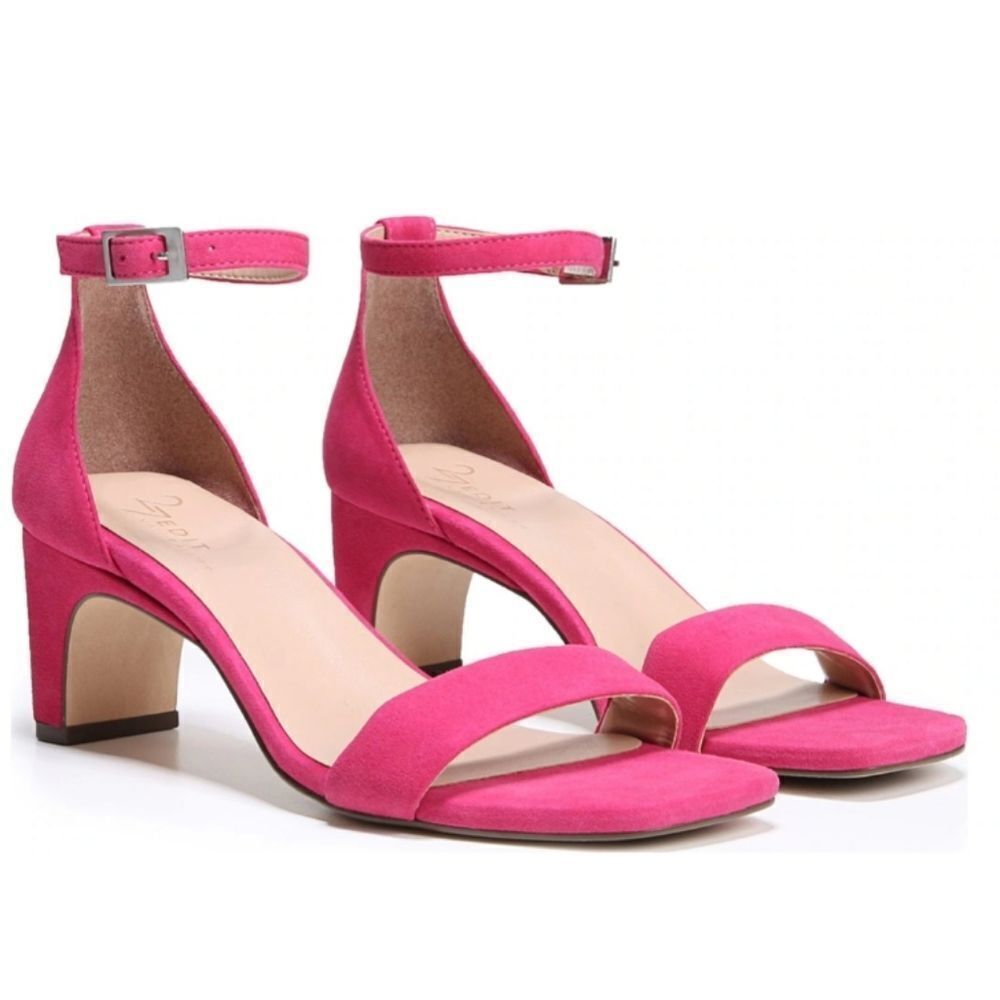 New 27 EDIT IRISS DRESS SANDAL pink heels Fuschia Leather size 6